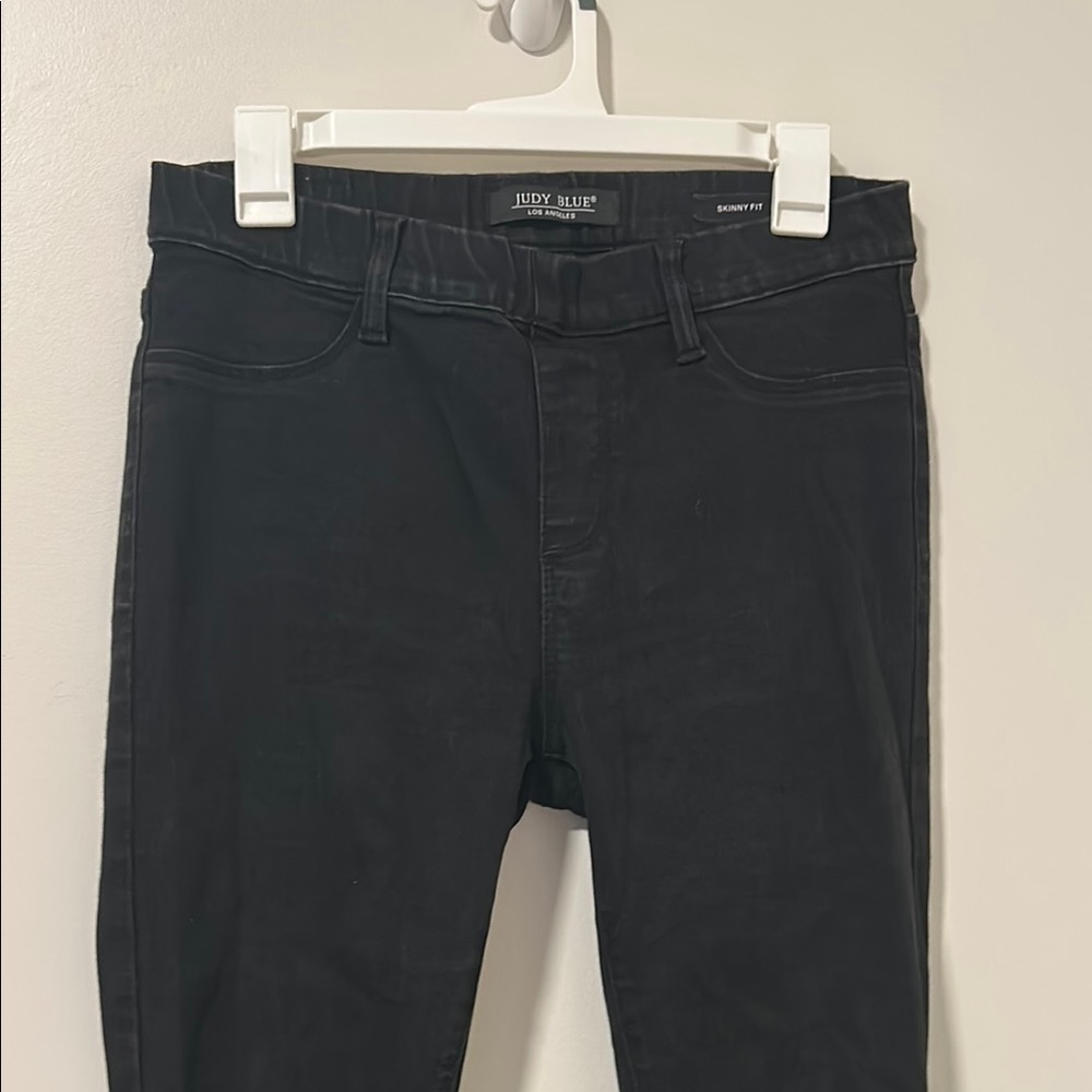 Judy Blue Pull On Black Denim Skinny Fit Jeans Size 7/28